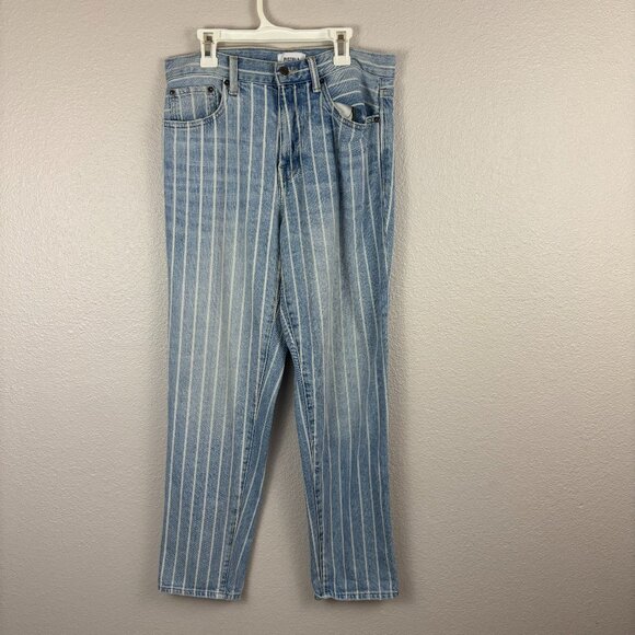 Pistola Womens Blue Striped Stretch High Rise Straight Leg Denim Jeans Size 28 - Picture 1 of 11